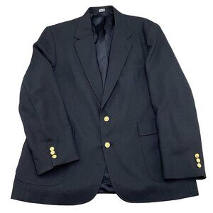 Stafford Blazer Men 46L Black Gold Shield‎ Buttons Classic Executive USA VTG